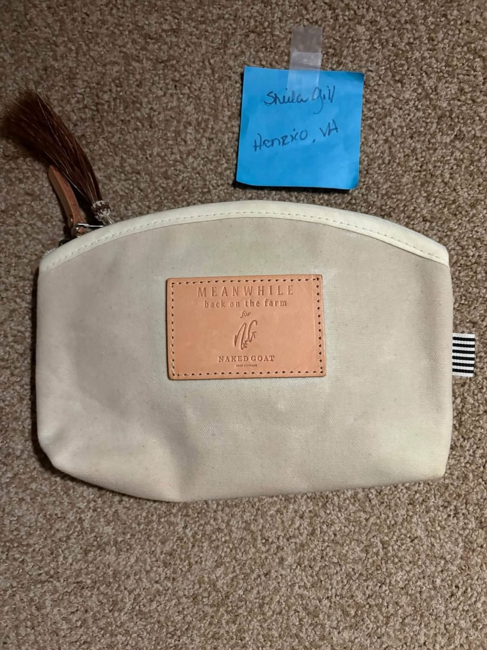 Canvas Cosmetic Clutch in Natural